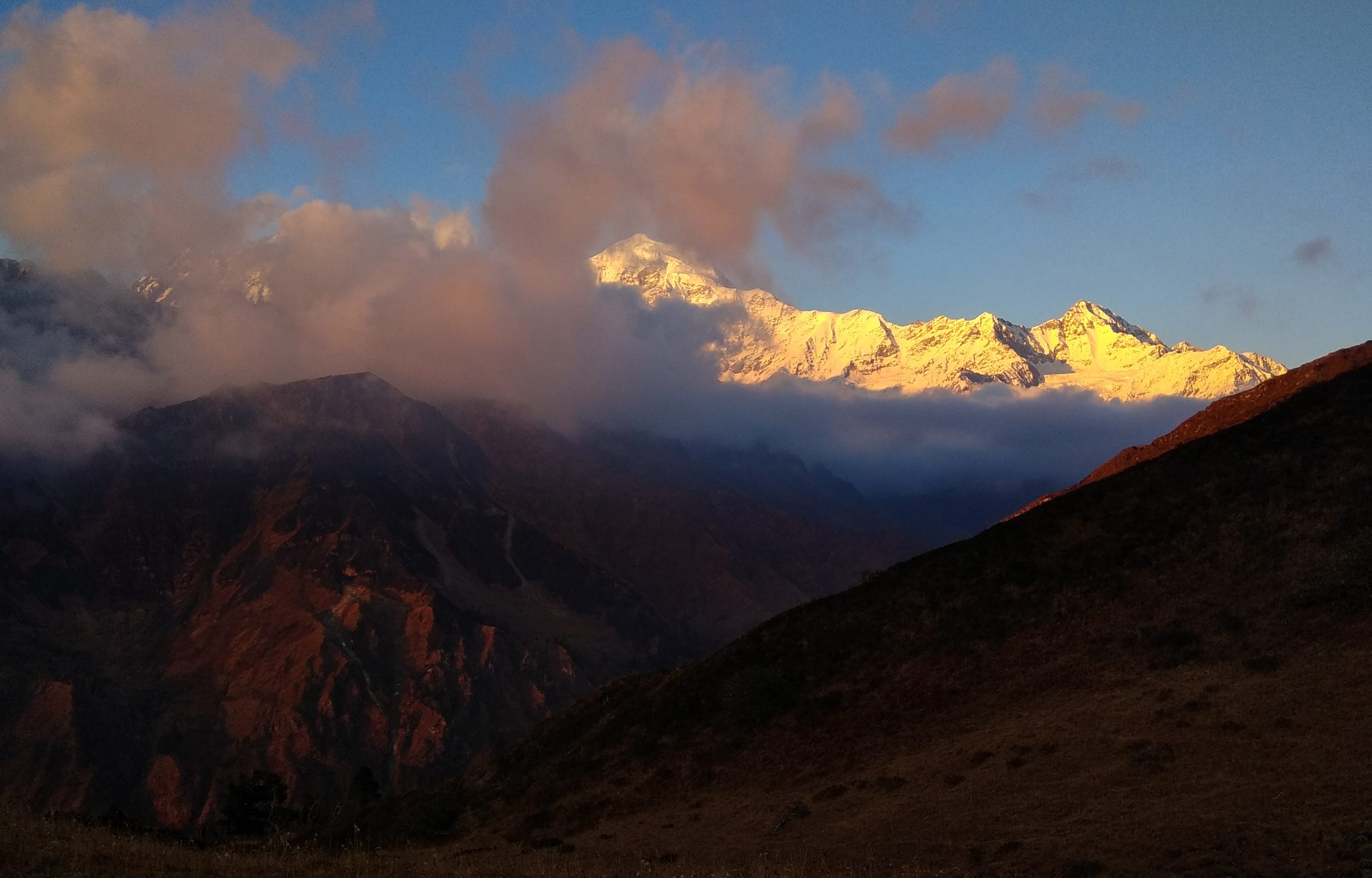 Sunset on Bandarpoonch Range of Himalayas