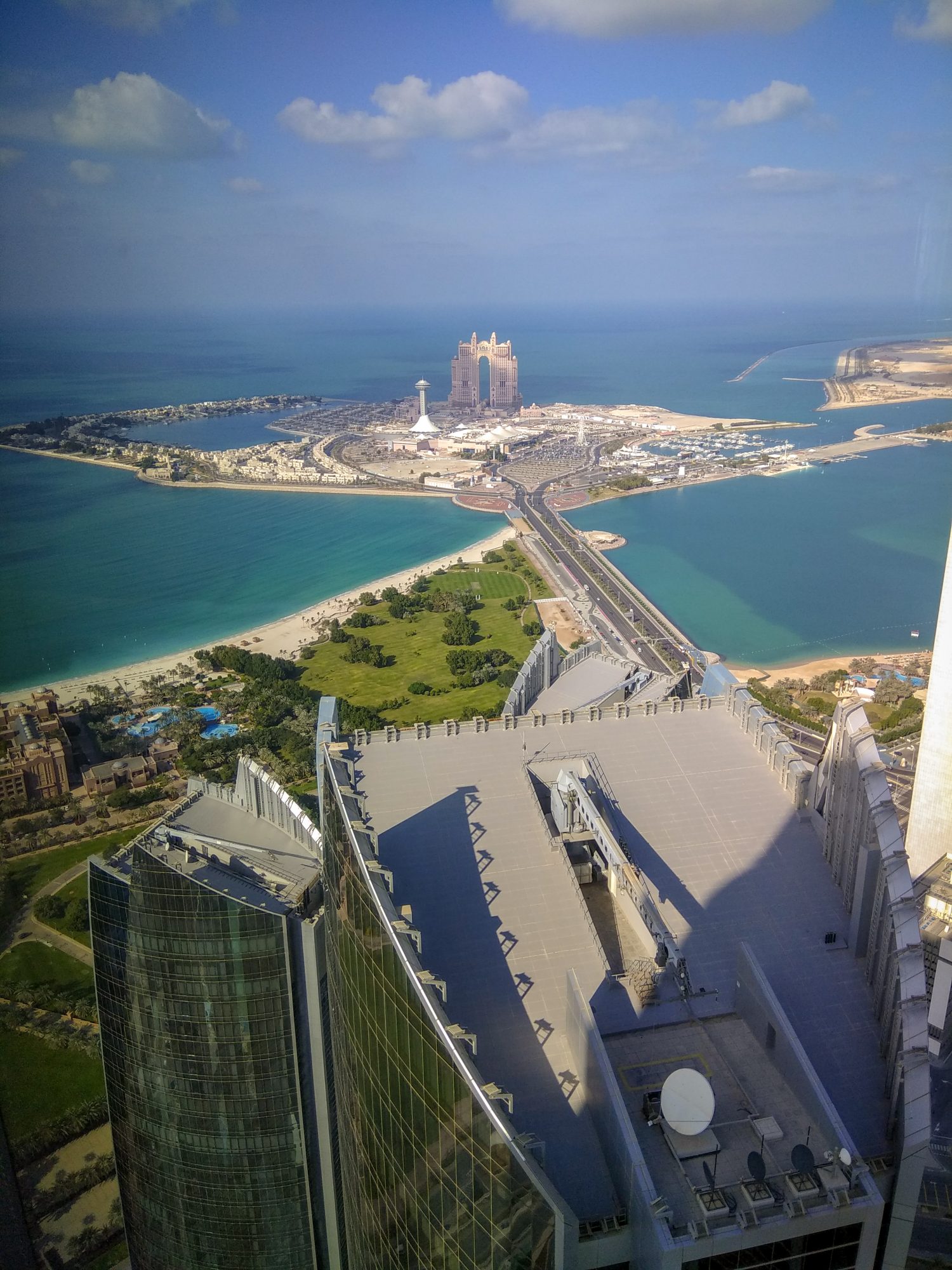 View of Emirates Palace and Presidential Palace from Jumeirah Hotel in Abu Dhabi